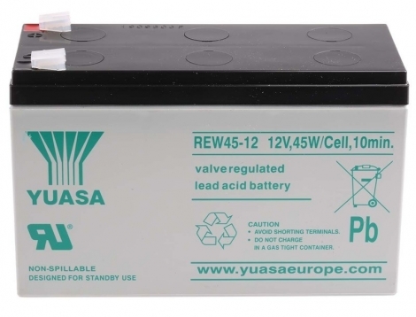 Фото 1: Аккумулятор Yuasa REW45-12, напряжение и емкость 12V 8Ah, 151х64х98 мм (ДхШхВ), 2.7 кг, AGM, до 10 лет