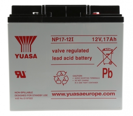 Фото 1: Аккумулятор Yuasa NP17-12I, напряжение и емкость 12V 17Ah, 181х76х167 мм (ДхШхВ), 6.1 кг, AGM, до 5 лет
