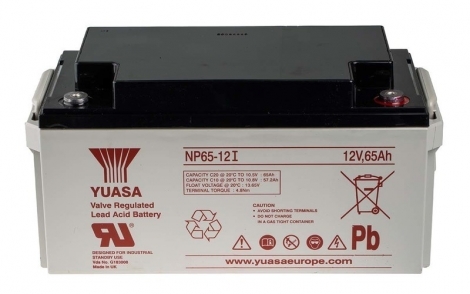 Фото 1: Аккумулятор Yuasa NP65-12I, напряжение и емкость 12V 65Ah, 350х166х174 мм (ДхШхВ), 23 кг, AGM, до 5 лет
