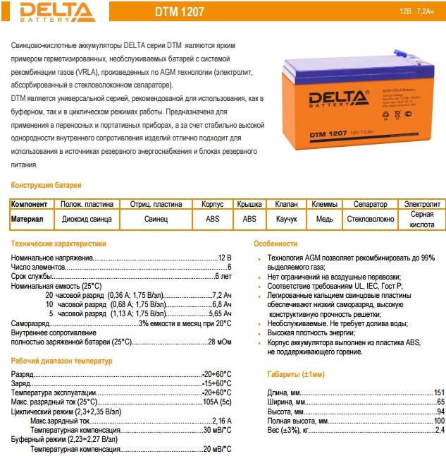 DTM 1207 характеристики