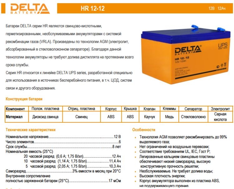 Delta HR 12 12 характеристики