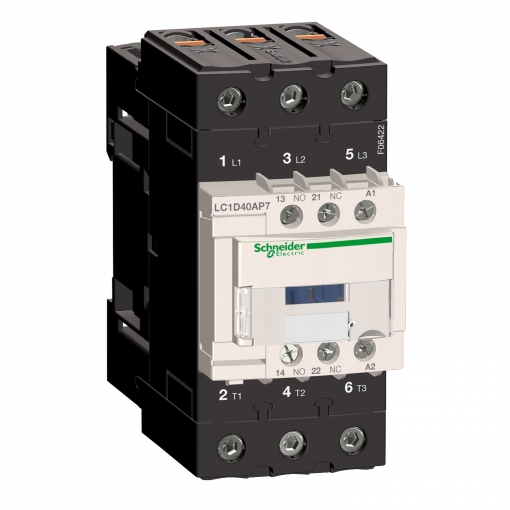 Фото 1: Контактор Schneider Electric LC1D40AP7 TeSys D 3P AC3 440В 40A катушка управления 230В AC 50/60 Гц