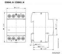 Дополнительная фотография ESB63-40N-06 Контактор ABB 1SAE351111R0640 модульный 63А АС-1, 4НО, катушка 230В AC/DC